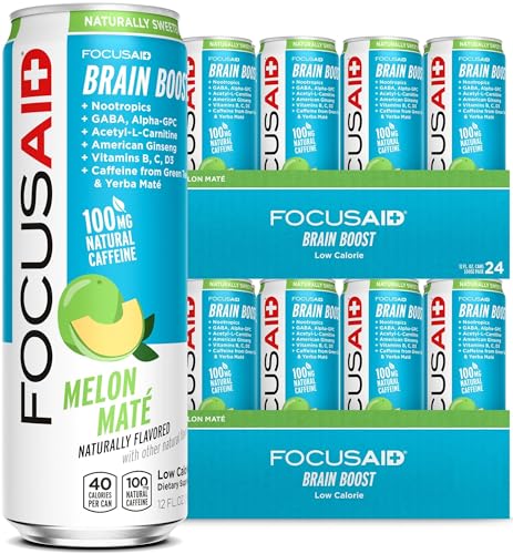 Image of FOCUSAID Energy Blend, Nootropics Drink for Brain Fuel, Alpha-GPC, GABA, B-Complex, Yerba Mate, Green Tea, 100% Clean,100mg Natural Caffeine, 12 Fl Oz (Pack of 24)