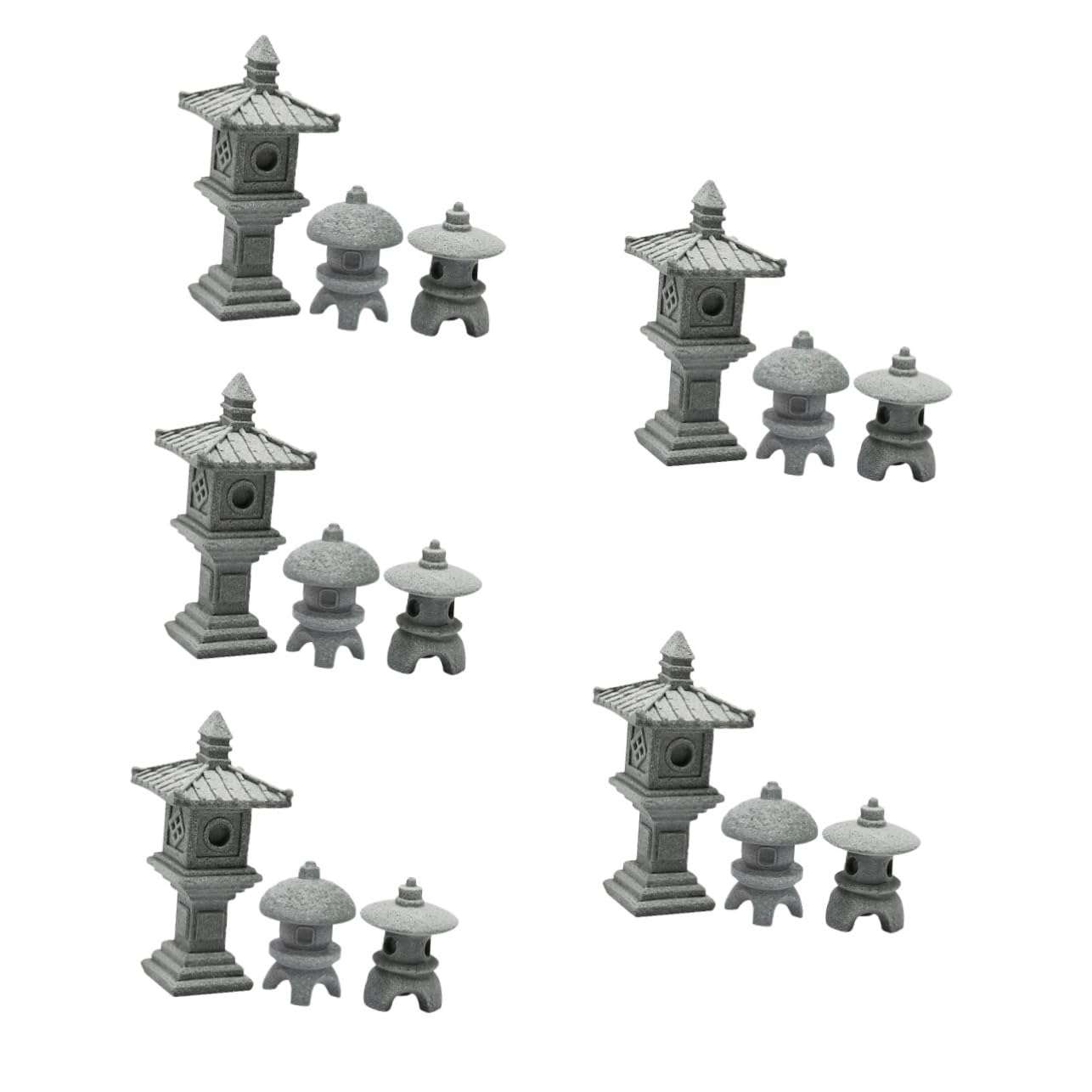 Toyvian 5 Sätze Mini Garten Ornament Teiliges Deko Mit Laterne Für Zen Für Garten Und Innenräume Geschenkidee Für Gartenliebhaber 3 Stück * 5