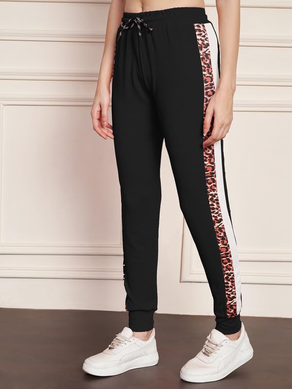 Image of DTR FASHION Polyester Blend Animal Print Taped Tracksuit | Night Wear Suit For Women
