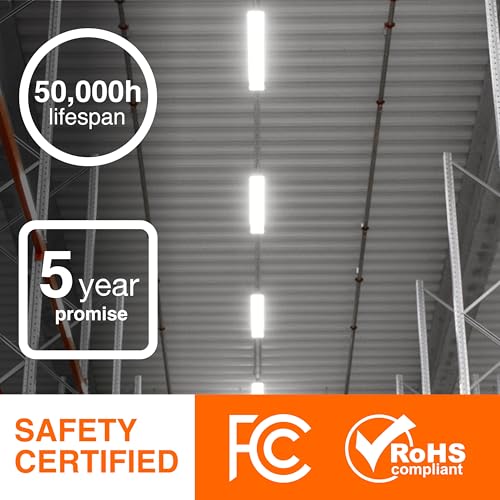 Image of Sylvania 4ft Linkable LED Shop Light Double Barrel, 3 CCT (3000 /4000 /5000K) Select, 40W, 4500 LMS Utility LED Strip Light Fixture for Garages, White - 1 Pack (66738)