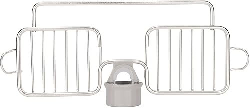 Miniatura 9 de Estante de almacenamiento para grifo, organizador de aluminio, plástico, dos contenedores con barra de toalla para esponja trapo, cocina, baño, plata