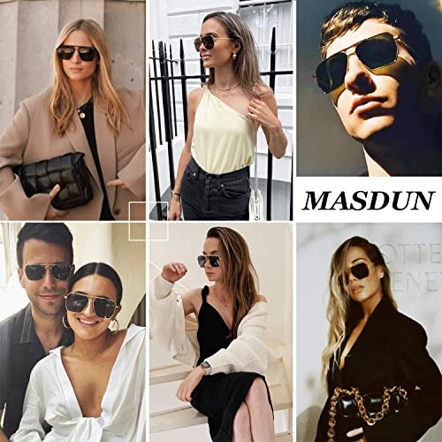 Image of MASDUN Retro Oversized Square Polarized Sunglasses for Women Men Vintage Shades UV400 Classic Metal Sun Glasses