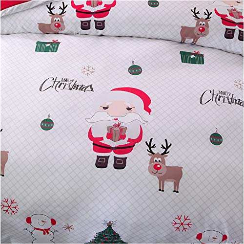 Parure de lit double Père Noël 3D blanc avec housse de couette 150x200 et taies - 5