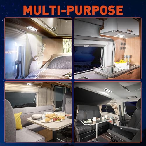 6 Inch RV Lights Interior with Smart Touch Control, LED Utility Awning Light White 6000K, IP68 Waterproof Aluminum for RV Trailers Travel Campers Cabinet SUV Truck MPV Hallway — view 5