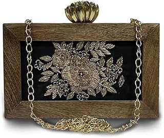 Maresse Wooden Clutch for Women | Embroidered Ethnic Party Purse