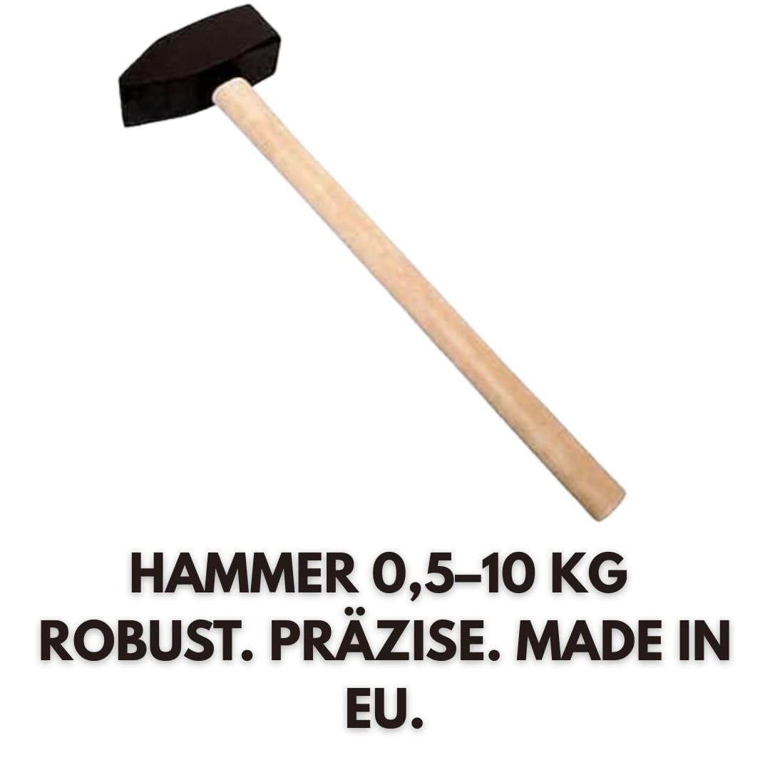 Hammer 5kg Vorschlaghammer & Schlosserhammer mit Holzstiel – EU Produktion – Robuster Handhammer für Bau & Werkstatt