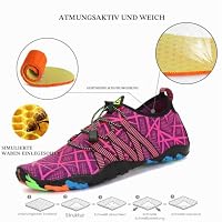 SAGUARO Badeschuhe Damen Herren Wasserschuhe Schwimmschuhe Schnelltrocken Aquaschuhe Strandschuhe Leicht Neoprenschuhe Surfschuhe rutschfeste Tauchschuhe Wassersportschuhe Stil 2:Rosa Gr.38 EU – Ansicht 4