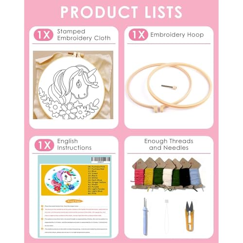 Image of Punch Needle Kit for Beginners Adults-Rainbow Horse,with Video Tutorial