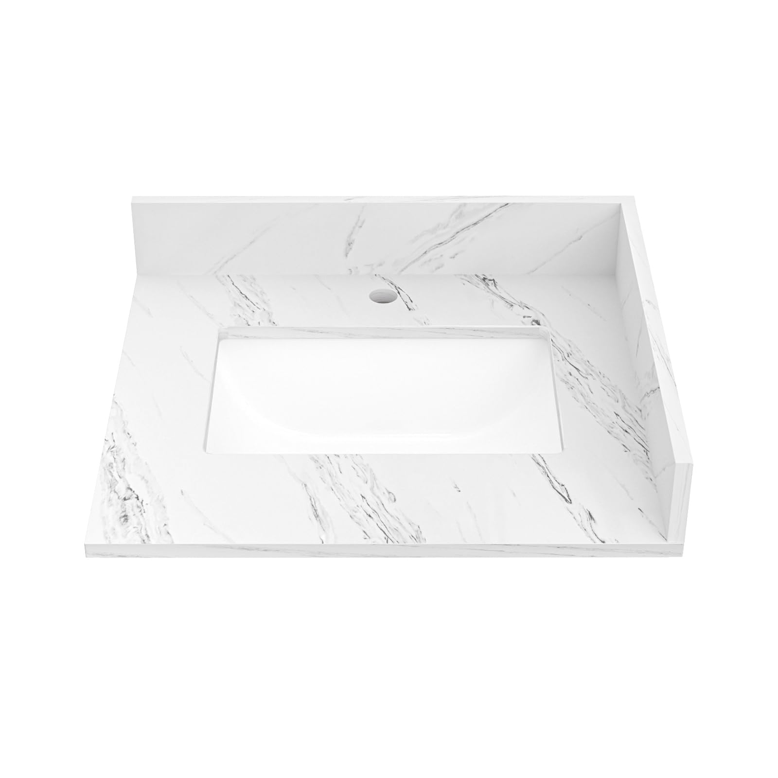 Lavabo bajo encimera Dornberg de cuarzo blanco ideal para baños principales modernos y luminosos