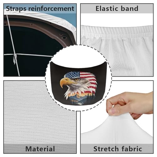 Image of Car Hood Cover Protector Elastic Polyester Bald Eagle Themes Car Hood Wrap Blankets Auto Outdoor Patriotic Decorations Waterproof Auto Accessories for SUV Sedans Trucks Pickup