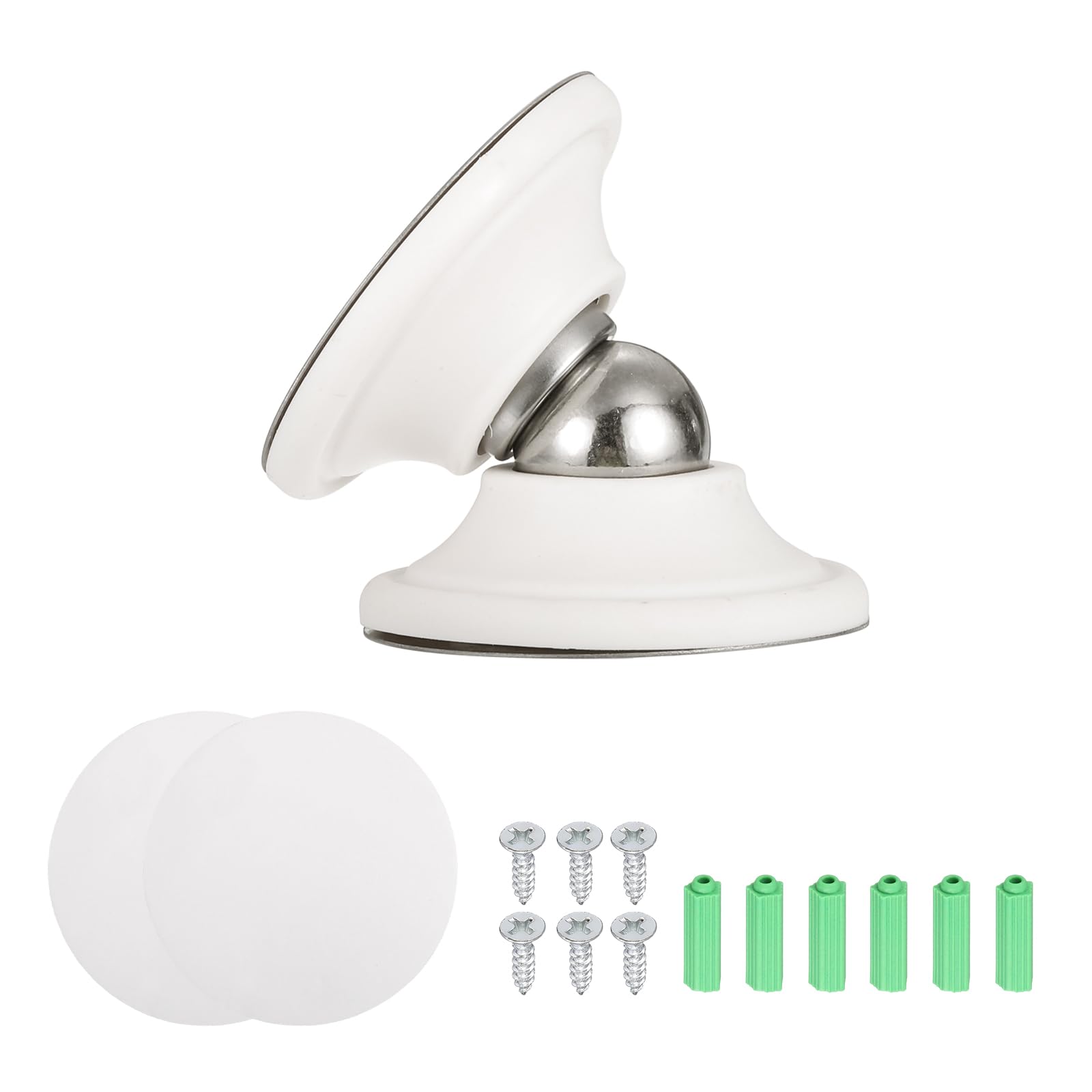 sourcing map Magnetic Door Stopper, RV Floor Mount Bottom of Door Catch Holder, Adhesive Wall Protector with Screws for Living Room, Bedroom, Travel Trailer (2", White)