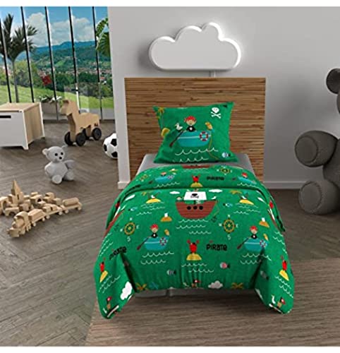 Soleil d'ocre, Bettbezug-Set 120x150 cm Piratengrün, 100% Baumwolle 57 Fäden/cm2