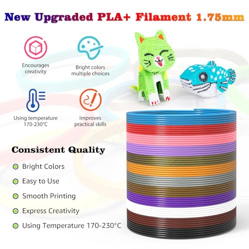 Image of 3D Printing Pen Refills PLA Filament 1.75mm 24 Vibrant Colors 240 Feet, Each Color 3 Meters (10 Feet) - 250 Stencils eBooks - Fit for SCRIB3D P1 and MYNT3D Pens