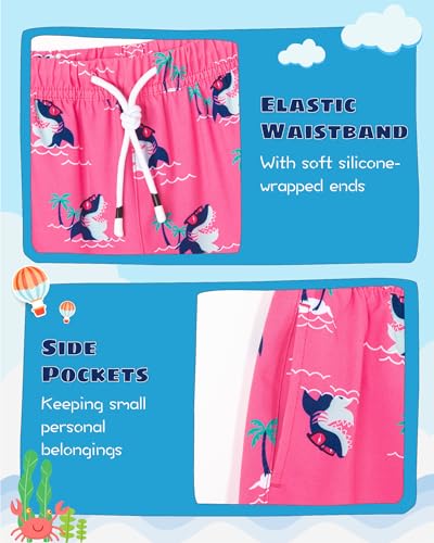 Image of SURF CUZ Boys Swim Trunks with Boxer Brief Liner Toddler Boy Stretch Swimsuit Shorts Quick Dry Swimming Trunks Bathing Suit