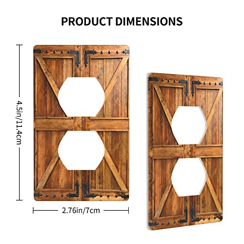 Rustic Timber Door Duplex Outlet Covers Wall Plate For Electrical Outlets Decorative Barn Door Outlet Cover Plate Cool Wall Plates For Outlet Lights Cover For Bedroom Kitchen Home Decor #TOP3