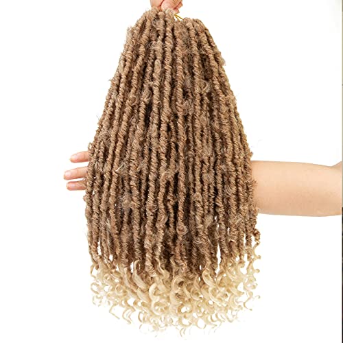 Butterfly Locs Crochet Hair 18 inch 8Packs Natural Black Long Butterfly Locs Crochet Hair With Curly Ends Pre-Looped Distressed Locs Crochet Braids Soft Locs Hair For Women (18 Inch-8Packs, T30/613#)