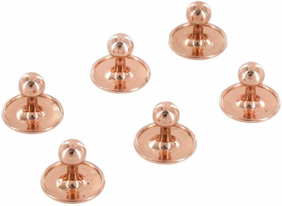 Tuxedo Studs Rose Gold Tone Collar Buttons Shirt Formal Wear Wedding - Set of 6 Fashion Studs Trendy Accessories Stylish Additions Chic Details