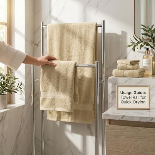 Image of Sulfar 100% Combed Cotton, Quick Drying Highly Absorbent Thick Bathroom Towels, Luxury Bath Towel Set (Pack of 2, 70 X 140 cm) - 600 GSM (Bleach Sand)