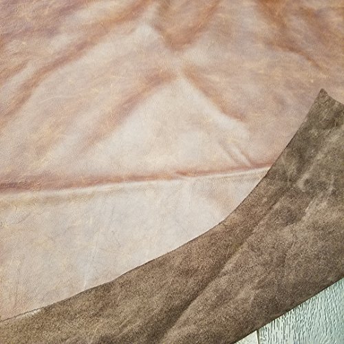 Nat Leathers Brown Cognac Weekender Two Tone Soft Upholstery Chap Cowhide Genuine Leather Hide Skin 1 Square Feet (12"X12") #TOP2