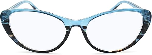 Gafas de lectura azules con purpurina de dos tonos ojo de gato para mujer, para lucir a la moda con alta visión, resistentes gafas de lectura para