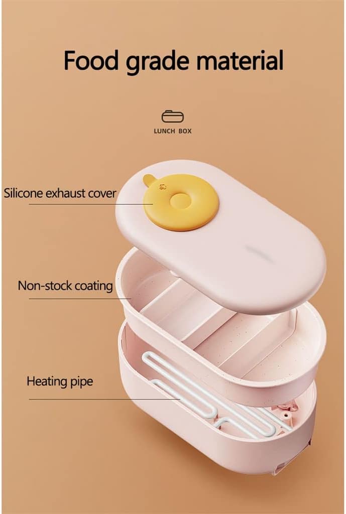 Electric Rice Box Portable Rice Cooker Heating Bento Box Food Warmer Water-free Warming Pot, 1