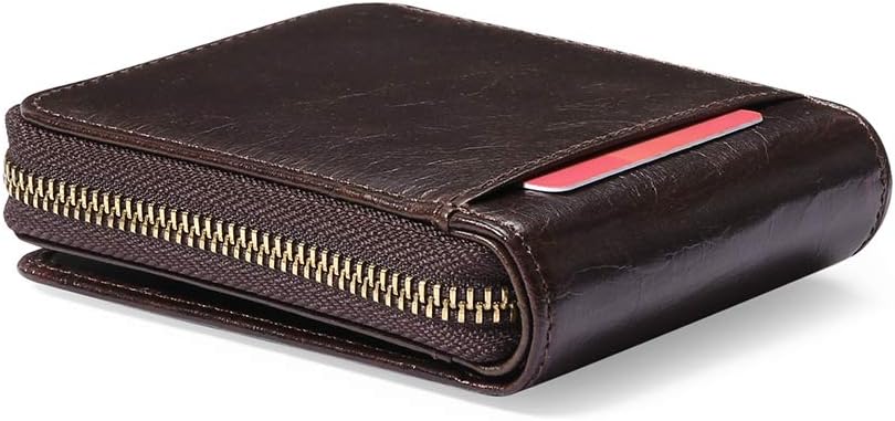 GOIACII Wallets for Men Genuine Leather Front Pocket Wallet RFID Zip Around Bifold Credit Card Holder | RFID, Zip Around, Bifold, Credit Card Holder - Image 6