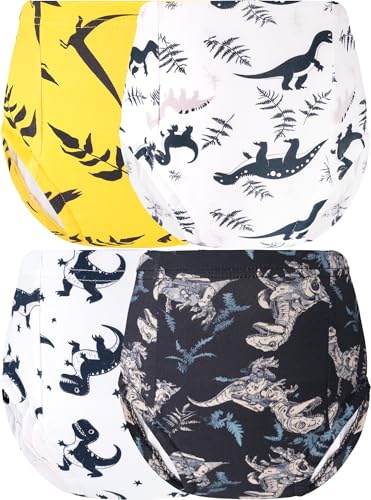 BliBliTaTa Boys Training Underwear Pants 4-Pack Toilet Potty Underpants Cotton Absorbent Padded Reusable Leak Resistant Feel Wet For Toddler Baby 2t 3t Dinosaur