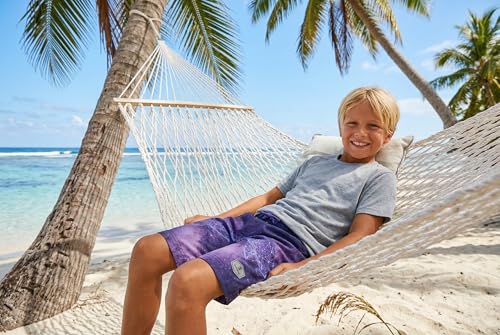 Image of Rokka&Rolla Boys' 4-Way Stretch Swim Trunks Board Shorts Bathing Suit Swimwear with Mesh Lining, UPF 50+