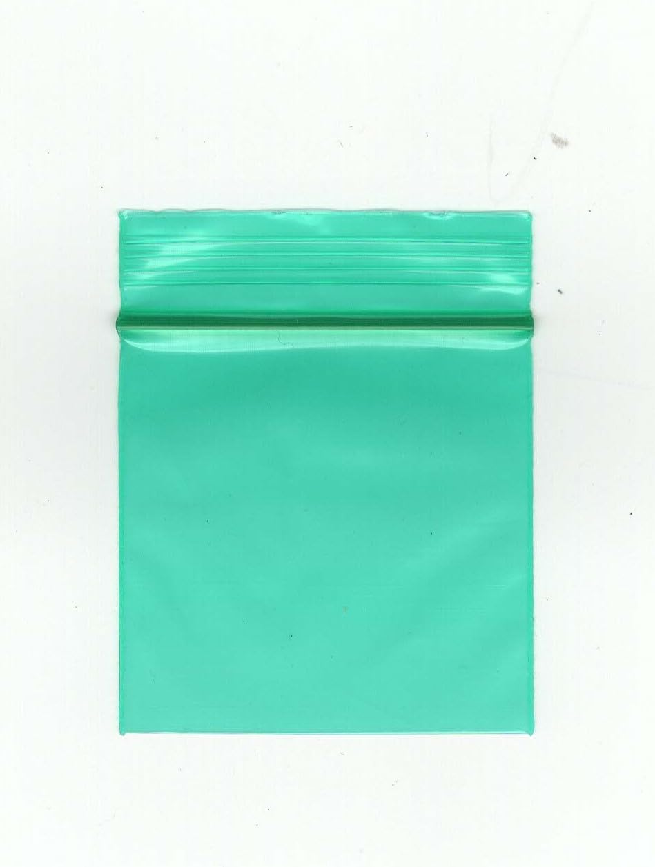 Fenny's Creations 500Pcs Green 25 X 25Mm Grip Seal Bags Resealable Plastic Poly Plastic Storage Bags Zip Lock (1 Inch) Bags Baggies, Air Tight Zipper Bag, Polythene Packaging For Food Storage, (500Pcs Green)