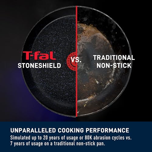 Image of T-FAL StoneShield 5Qt / 11.8 inch Jumbo Cooker, Non-Stick, Anti-Warp, Rock Texture, Dishwasher & Oven Safe, Easy to Clean