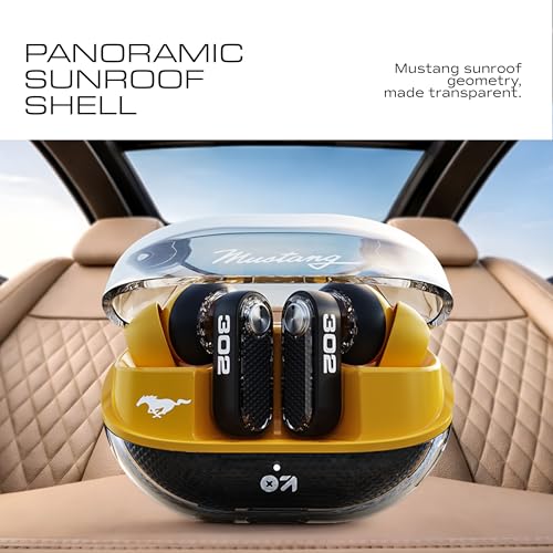 Image of GOBOULT Mustang Sprint in Ear Earbuds with 60H Playtime, Amp App Support, 32dB Active Noise Cancellation, Quad Mic ENC, Dual Device Pairing, 10mm Drivers, BTv 6.0 TWS (Turbo Yellow)