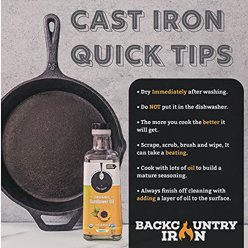Backcountry Cast Iron 12" Large Square Grill Pan (Pre-Seasoned for Non-Stick Like Surface, Cookware Range / Oven / Broiler / Grill Safe, Kitchen Skillet Restaurant Chef Quality) Second Image