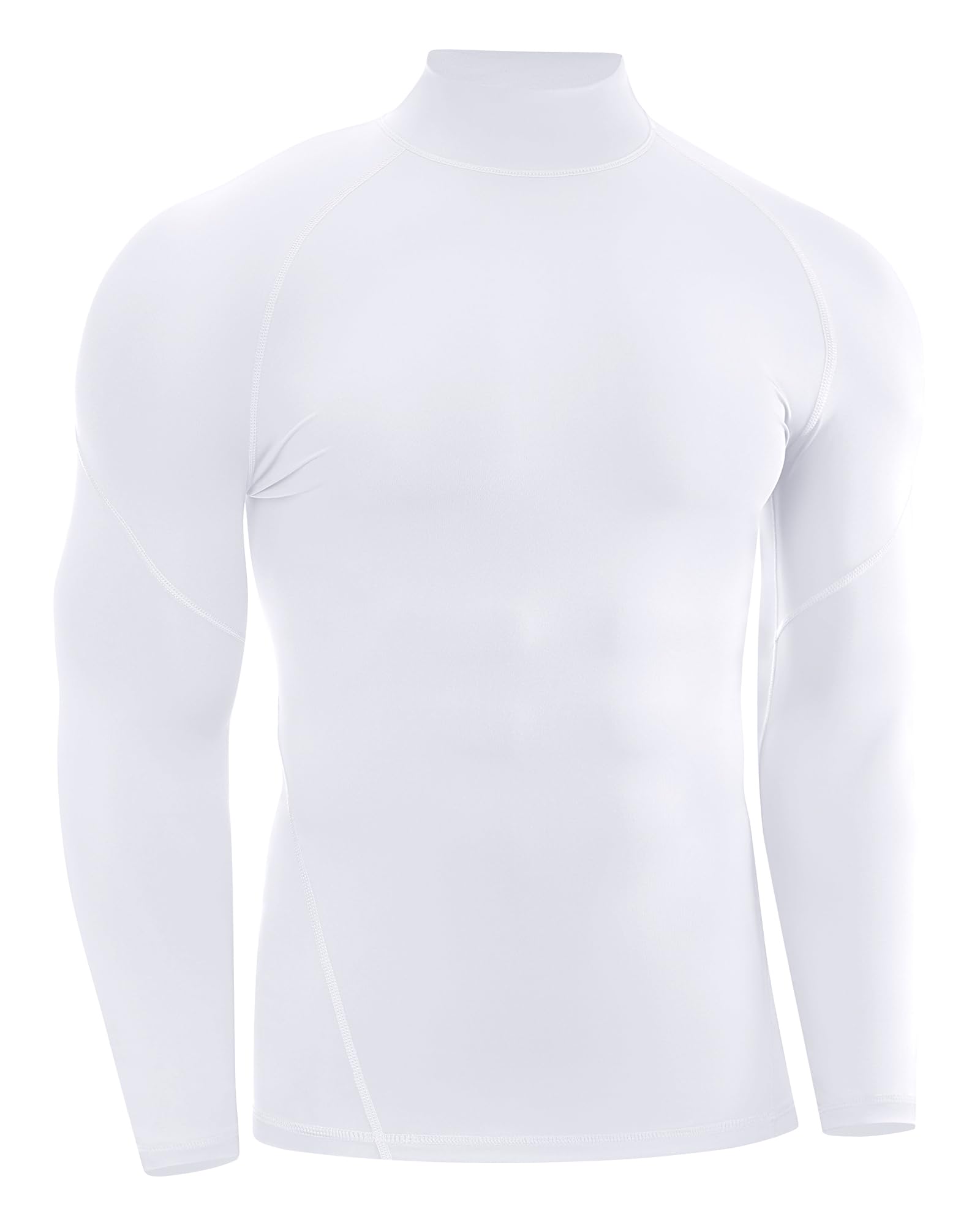 Men's UPF 50+ Compression Shirts Long Sleeve Mock Turtleneck Athletic Workout Undershirt Running Football Base Layer