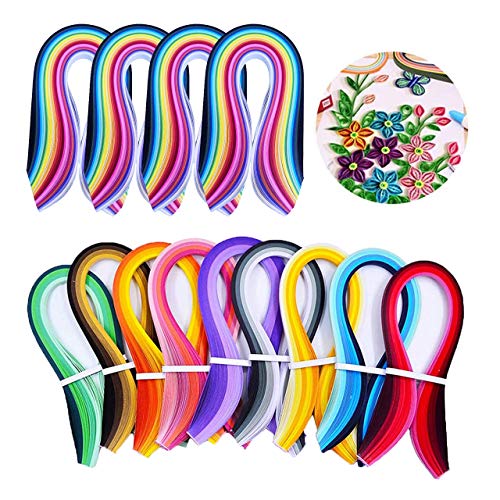 Quilling Strips,Quilling Paper Set Total 1940 Strips (9 Kinds Gradient Colors 900 Strips and 26 Colors 4 Kinds of Width Paper 3/5/7/10mm 1040 Strips)