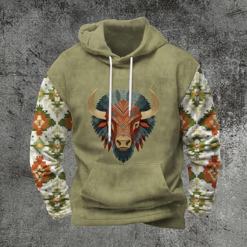 Men's Western Aztec Sweatshirt Vintage Print Hoodie Oversized Casual Lightweight Long Sleeve Fall Camping Outdoor Top2