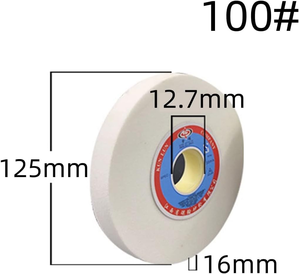 Muela abrasiva de banco, muela pulidora, muelas abrasivas de banco buen rendimiento de corte y bajo calor de esmerilado. Grano 120 Diámetro exterior: 125 mm, apertura 12,7 mm Espesor: 16 mm, malla 60