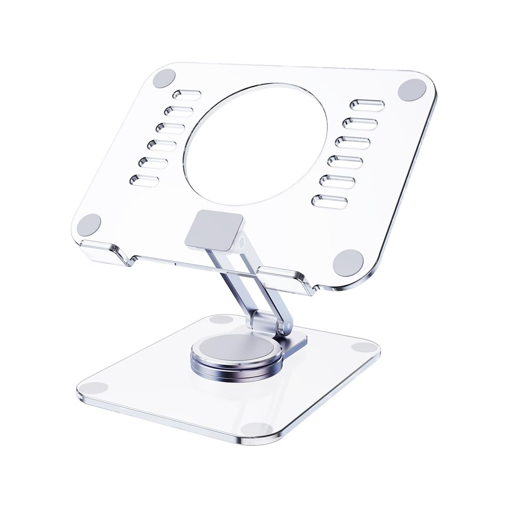 Muiltvoe 360° Rotatable Acrylic Tablet Stand Foldable Transparent Stand Suitable For Various Mobile Phone Models Tablets