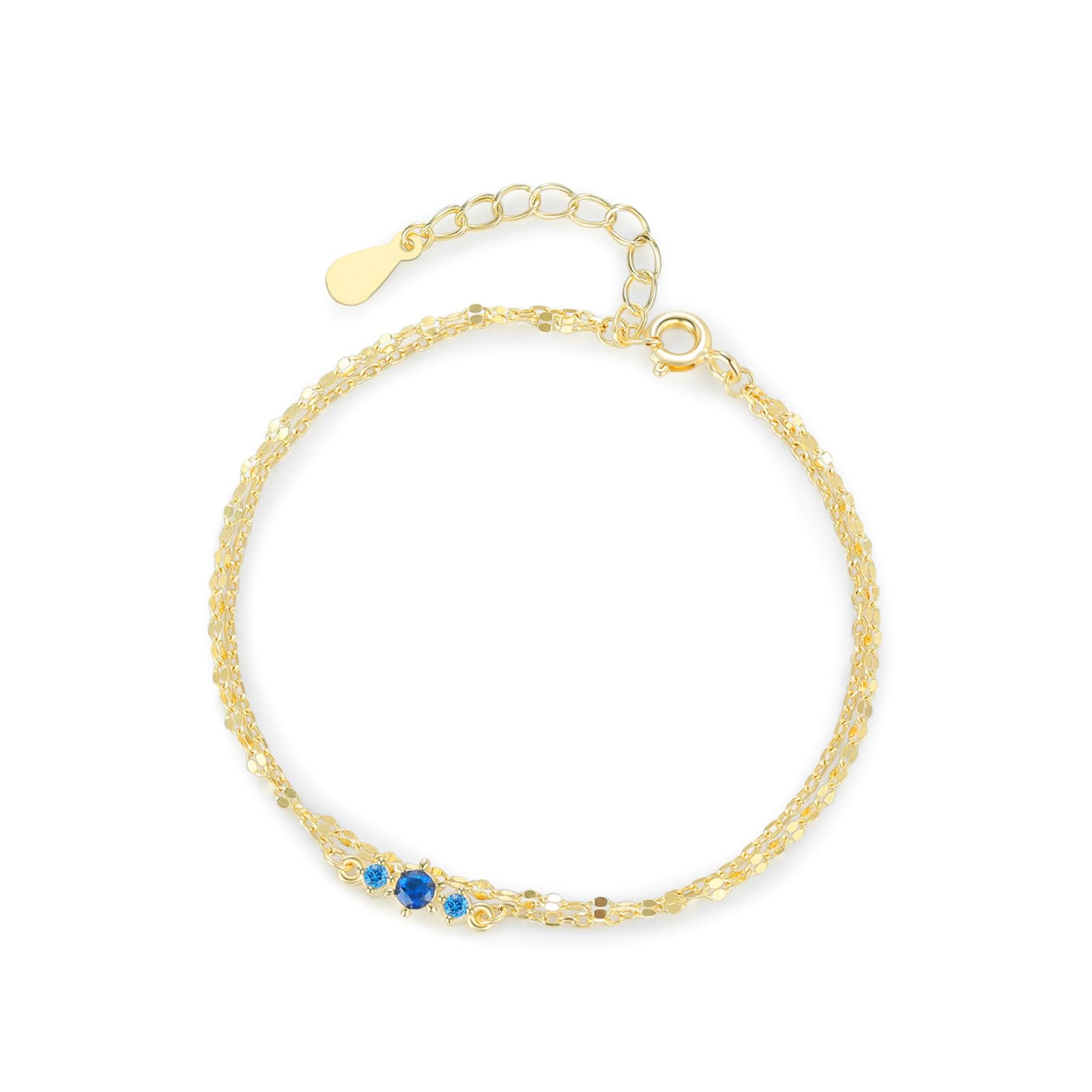 Pulsera de oro 750 585 375 para mujer, 21-23 cm