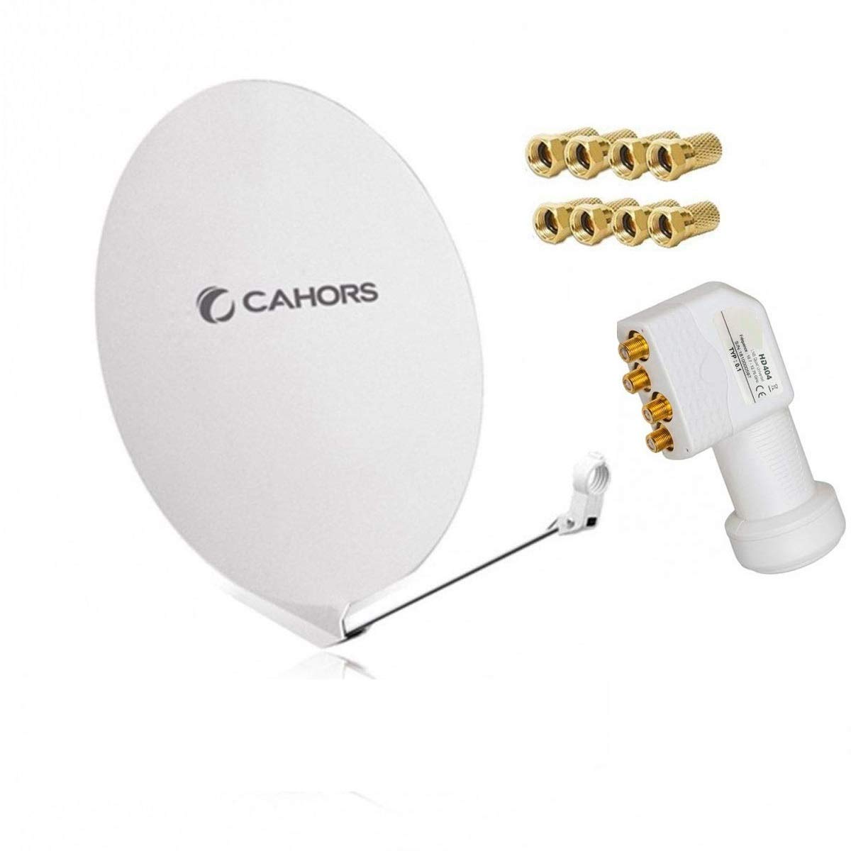 Cahors Parabole Satellite Fibre Composite Blanche SMC 80cm + LNB 0.1dB Quad 4K