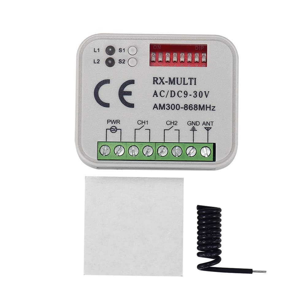 Ricevitore Interruttore 300-868MHz Ricevitore Universale 9-30V per Interruttore Garage Controllo Porta Garage