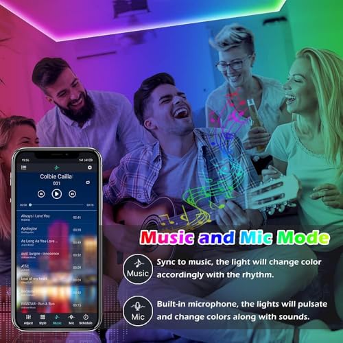 Image of 65.5FT Led Strip Lights,Long Smart Led Light Strips Music Sync 5050 RGB Color Changing Rope Lights,Bluetooth APP /IR Remote /Switch Box Control Led Lights for Bedroom,Home Decoration,Party,Festival