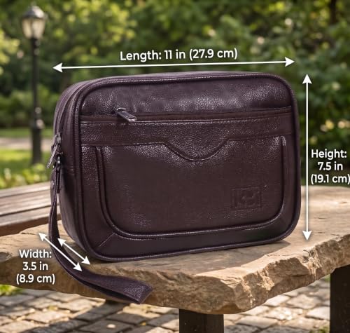 Image of kbi Mens Cash Bag Pouch Money Carrying Handling Luggage Multipurpose Travel Pouch vegan Leathe