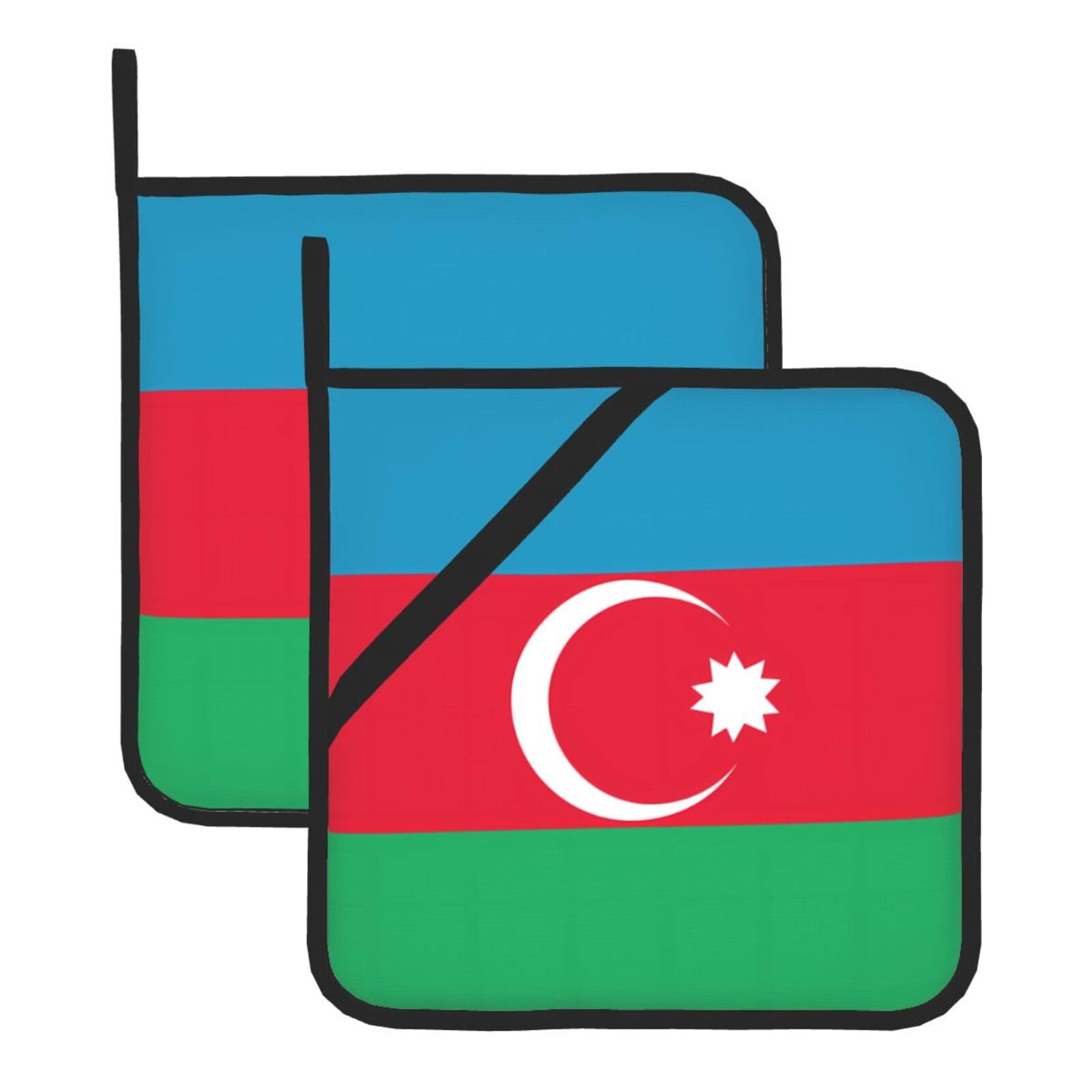 Flag of Azerbaijan Square Heat Resistant Trivet Set Thick and Durable for Baking Barbecue Cookware Oven