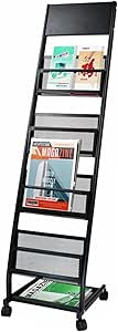 Floor-Standing Magazine Rack 4 Wheels Newspapers Letter Stands Slim Files Organizers Holders For ...