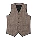 SevenBoy Mens Vintage Suit Vest Plaid Tweed Regular Fit Waistcoat Polka Dot(Brown S)