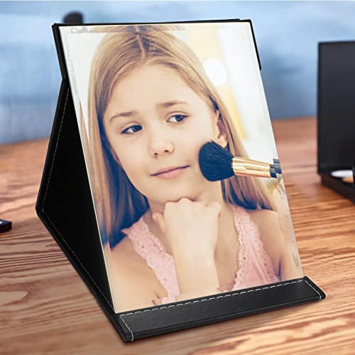 ZBEIVAN 10x7 Inches Portable Folding Makeup Mirror with Cosmetic Desktop Standing for Travel, Vanity Table, Room Decor, Beauty Gifts, Black by ZBEIVAN - Used condition - Image 5