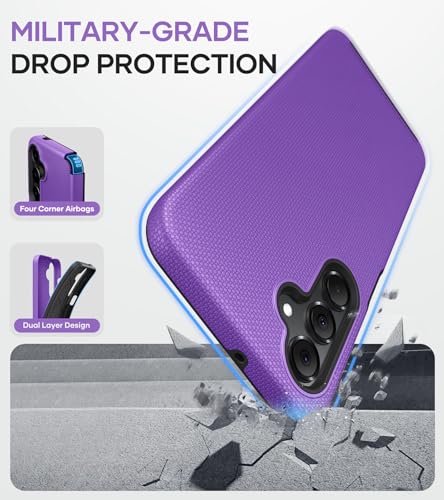 Image of Vihibii for Samsung Galaxy A16 Case with Tempered Glass Screen Protector [2 Pack], Non-Slip & Shockproof Double Layer Protection, Soft Silicone Inner Phone Case for Samsung Galaxy A16 5G, Purple