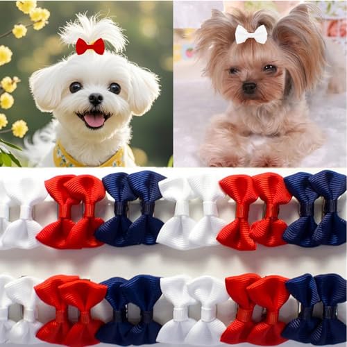 cuhair Haarschleifen für Hunde, klein, handgefertigt, Haar-Accessoires, Schleife, für Hunde, Katzen, Kätzchen, Kaninchen, Teddy, Pudel, Yorkshire, Malteser, Hundepflege-Zubehör (I), 24 Stück