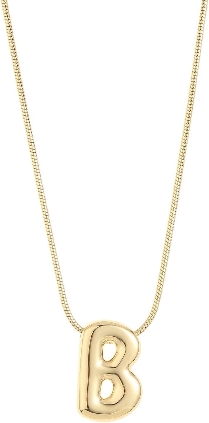 Leo & Luca Balloon Initial Necklace - Bubble Letter Gold Necklace - Necklace Charm - Unique Personalized Gifts for Women - Gold Plated Trendy Alphabet Pendant