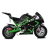 Fit Right 2020 Mini Gas Pocket Bike On 40cc 4 Stroke, Support Up to 165 lbs, EPA Approved, Perfect Mini Pocket Bike for Kids (Green)